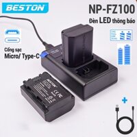 Dock sạc + 2 pin Sony NP-FZ100 Beston dùng cho máy ảnh SONY A7M3 A7RM3 A9 A7III, A7r III, A9