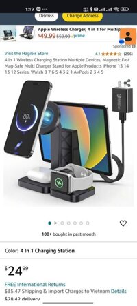 Dock sạc 34in 1  sạc không dây Magsafe cho iphone,android, tai nghe không dây, airpod, apple watch