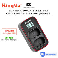 Dock sạc đôi LCD Kingma NP-FZ100 cho Sony A7IV, A7III, A6700, FX3, A7RV...