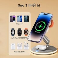 Dock sạc nhanh 3in1 REMAX RP-W90 22W hỗ trợ sạc nhanh cho Smart Phone, đồng hồ Watch, tai nghe, kiêm đèn ngủ