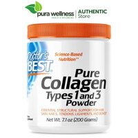 Doctor's Best Pure Collagen Types 1 and 3 Powder 200g - Bột Collagen hỗ trợ da, tóc móng, gân, khớp, sụn, xương