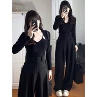 [ĐỢI 10 NGÀY]- Set áo đen/ Quần tây