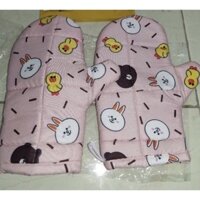 Đôi bao tay làm bếp chần bông chống nóng xinh mẫu Gấu Thỏ Vịt Brown Cony Sally Line