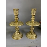 Đôi  chân nến ,  chân đèn thờ bằng đồng vàng nguyên chất, phong thủy, bền đẹp