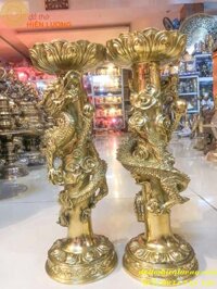 Đôi Chân Nến Rồng Cuộn Bằng Đồng