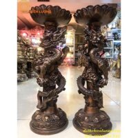 Đôi Chân Nến Rồng Cuộn Màu Nâu Cao 45cm