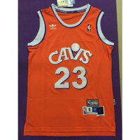 đội Cleveland Cavaliers nam mới của NBA #   23 áo bóng rổ retro thêu LeBron James CAVS màu cam