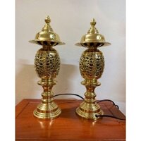 Đôi Đèn điện thờ bằng đồng vàng cao 45cm