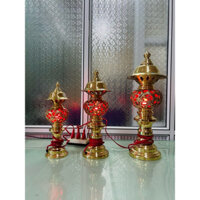 Đôi đèn thờ bằng đồng hoạ tiết Long Phụng