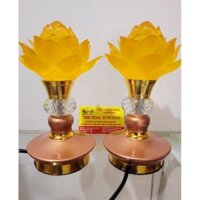 Đôi đèn thờ liên hoa bóng led 16cm thân có cầu phale