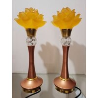 Đôi đèn thờ liên hoa bóng led có đổi màu cao 35cm có củ phale - đèn thờ cao cấp