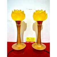 Đôi đèn thờ lưu ly 1 bông bóng led cao 28 cm