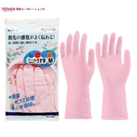 Đôi găng tay cao su Nhật Bản Towa màu hồng 100 cao su tự nhiên cao cấp mềm, dai, bền đẹp &amp; không mùi - Size M