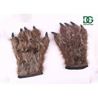 Đôi găng tay hóa trang móng vuốt người sói có lông D25cm