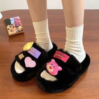 Đôi giày lông Dép đi trong nhà Một chân đạp Dày dưới Mùa đông Thời trang