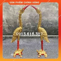 Đôi Hạc Mào Bàn Thờ Gia Tiên Gỗ MÍt Cỡ Lớn Cao 127cm