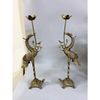 Đôi hạc thờ bằng đồng màu giả cổ 36cm