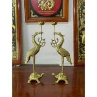 Đôi hạc thờ bằng đồng vàng cao 50cm đẹp