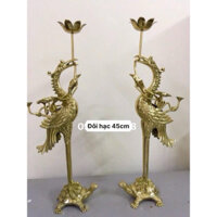 Đôi hạc thờ cúng bằng đồng vàng nguyên chất cỡ vừa 45cm