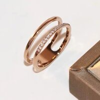 Đôi Hàng Kim Cương Titan Mạ Thép 18K Hoa Hồng Màu Vàng Nhẫn Nữ Thời Trang Ánh Sáng Sang Trọng Vòng Tay Phụ Kiện