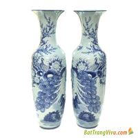 Đôi Lọ Lộc Công Đào Men Lam – cao 1m55 ( tặng đế 15cm)