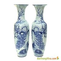 Đôi Lọ Lộc Công Đào Men Lam – cao 1m55 ( tặng đế 15cm)