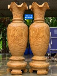 Đôi Lọ Lục Bình gỗ cẩm vàng nguyên khối cao 1m8 VÂN CỰC ĐẸP
