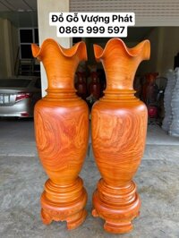 Đôi Lọ Lục Bình gỗ Hương đỏ cao 1m6 liền khối hàng đẹp loại 1