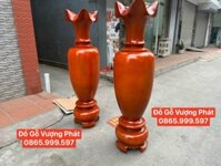 Đôi lọ Lục Bình gỗ xà cừ đỏ cao 1m6 hàng đẹp loại 1
