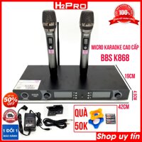 Đôi Micro không dây cao cấp BBS K868 H2PRO, Micro karaoke BBS K868 chính hãng hát hay, tiếng sáng, tặng 2 đôi pin và 2 Silicon Chống lăn trị giá 50K