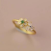 Đôi Phong Cách Hoa Đá Chalcedony Trứng Mì S925 Bạc Mở Nhẫn Nữ Chuyển Hoa Mai Tính Khí Tất Cả Trận Đấu Phong Cách Quà Tặng20250403