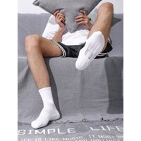 Đôi tất thể thao nam dài đến giữa bắp chân, tất cotton nguyên chất chống mùi, thấm mồ hôi, dày dạn, phong cách mùa đông đen trắng