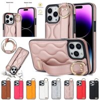 Đối với iphone 12 mini pro max leather wristband case ring stand cover