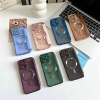 Đối với iphone 12 pro max 11 giá đỡ thẻ slot magfit magnetic flip leather case cho iphone 14 pro max / 14 plus / 13 pro max / 13 pro / 12 pro / 11pro max electroplated clear anti-knock cover