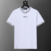 Dolce2024 Phong Cách Mới Áo Thun Nam Tay Ngắn Thể Thao Cotton Nửa Tay Cổ Tròn Rời Top Nam Đáy Áo Sơ Mi