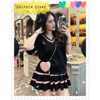 [DOLPHIN BIGSIZE] - Set áo thun kèm chân váy bigsize - Set đồ đi chơi bigsize nữ