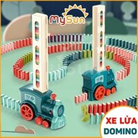 Domino điện xe lửa tàu hoả tự xếp, có đèn và nhạc phát triển trí tuệ cho bé
