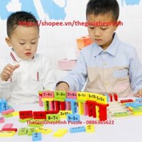 DoMiNo Toán Học - Đồ Chơi Thông Minh-Xếp Hình-Ghép hình-Ghép Số,Làm Phép tính đa sắc màu bằng Gỗ