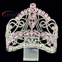 Đòn bẩy Cuộc Thi Vương Miện Hoa Hậu Kim Cương Giả Tiaras Cô Dâu Cưới Tóc Trang Sức Phụ Kiện Có Thể Điều Chỉnh Băng Đô