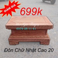 Đôn chữ nhật chiện chân loa kê đồ gỗ hương cao 20cm