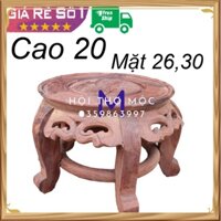 Đôn đế tròn lá trầu kê đồ gỗ cẩm cao 20cm