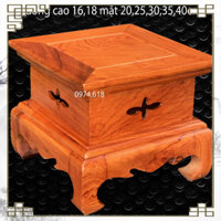 Đôn đế vuông kê đồ hoa thị trơn gỗ hương cao 16,18cm