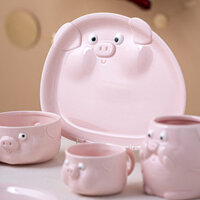 Đơn Giản Dễ Thương Ngộ nghĩnh Lợn Hồng Gốm Bộ Đồ Ăn Hộ Gia Đình Phương Tây Đĩa Thực Phẩm Mô Hình Tấm