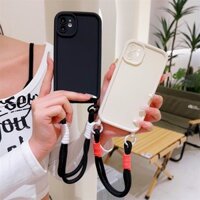 Đơn Giản Kẹo Mềm Silicon Lỏng Chống Sốc Ốp lưng Có Dây Đeo Tay Cho iPhone 14 15 Plus 11 12 13 Pro Max Ốp Lưng Thời Trang