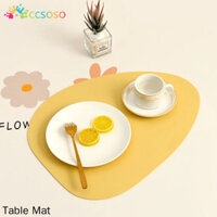 Đơn Giản Màu Sỏi Hình Placemat Da Chống Thấm Nước Chống Dầu Không Rửa Không Đều Cách Nhiệt Bàn Ăn Thảm