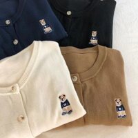Đơn Giản Màu Trơn Thêu Dệt Kim Nữ Tay Dài Phong Cách Hàn Quốc Rời Dệt Kim Nữ Nữ Đen Trắng Xám Xanh Đậm Hoa Hồng Đan Áo Len Cardigan