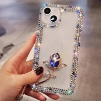 Đơn Giản Ngọc Hoa Hồng Miếng Dán Kim Cương IPhone Ốp Lưng Điện Thoại IPhone Cho IPhone 16 Pro Max 15 14 7 8 Plus 13 12 11 Promax X XS XR Vỏ Trong Suốt TPU Bảo Vệ