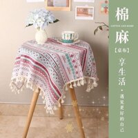 Đơn Giản Phong Cách Nhật Bản Khăn Trải Bàn ins Phong Cách Nhật Bản Tươi Vải Tròn Bàn Cà Phê Chống Bụi Che Khăn Vải Lanh Cotton buk