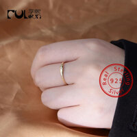 Đơn Giản Thời Trang Bạc 925 Nhẫn Trang Sức Nhẫn Mịn Trơn Đơn Zircon Nhẫn Ngón Tay Trang Sức Nữ Mạ Vàng
