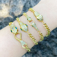 Đơn Giản Thời Trang Hình Rắn Vòng Tay Nữ Niche Thiết Kế Kẻ Sọc Zircon Cao Cấp Phụ Kiện Tay Đầu Rắn Vòng Tay Thông Thường